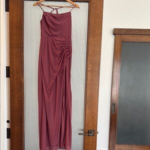 Elegant Burgundy Bridesmaid Gown